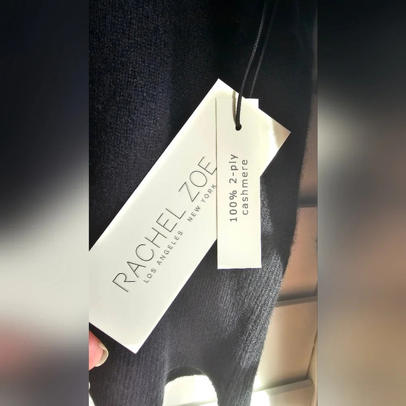 Rachel Zoe 100% Cashmere Sweater Pullover Knit Top Black  2ply cashmere size M - Picture 2 of 5